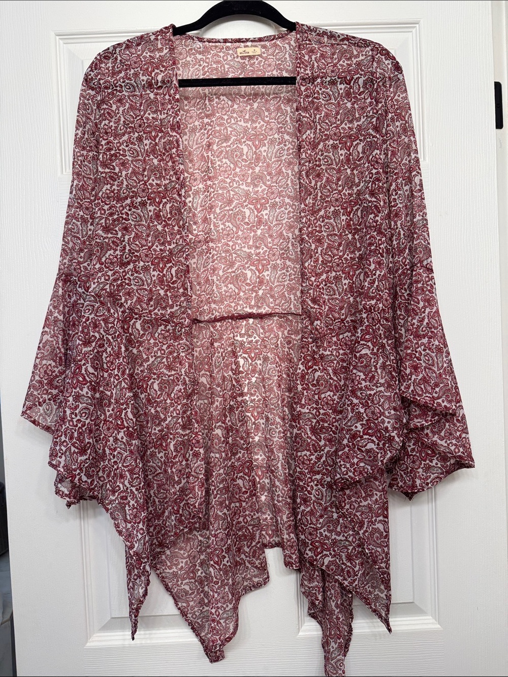 Lightweight Pink Paisley Open-Front Women's Cardigan
